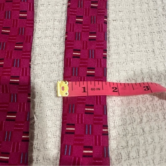 Duchamp London Purple Magenta Rectangle Bar Silk Necktie Tie - Picture 8 of 8